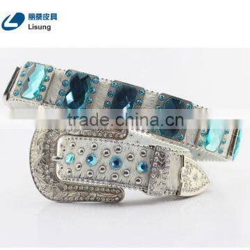 Cowboy Crystal Full Grain Horse Hide Leather Belt with Hair