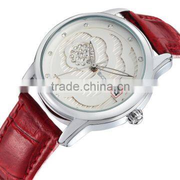 skone 9164 carving flower dial leather analog watches