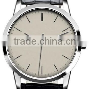 private label stainless steel watch with genuine leather