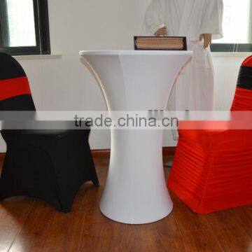 White spandex cocktail table cover and spandex chair cover