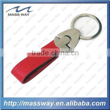 high quality blank wholesale custom metal red leather keyring