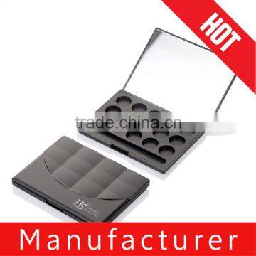 15 color black square cosmetic eyeshadow case with mirror