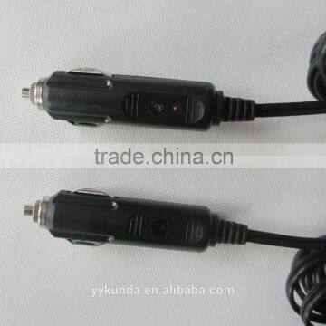 Cigar lighter power cord with LED indicator and t5 connector