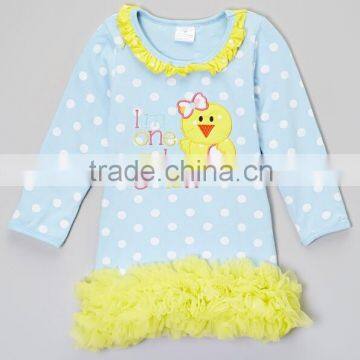 2015 new fashion boutique Girl long sleeve duck pattern Lace skirt Clothes