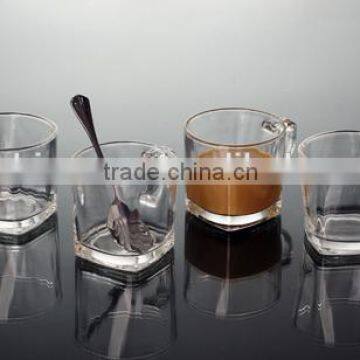 hot sale 3pcs glass latte cup clear glass tea cups with handle