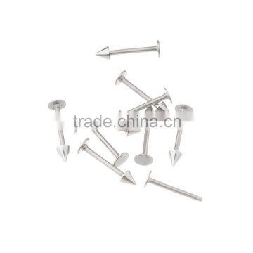 100 PCS Externally Threaded 16G Post 8mm Steel Labret or Monroe with Steel Spike Cone End.