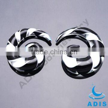 Charming design wholesale custom clear ear spiral glass plug