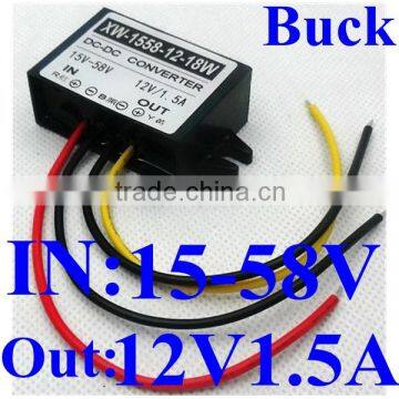 dc dc 24v 36v to 12v 1.5a step down power converter buck 15-58V 42v to 12v voltage regulator power supply module waterproof 18W