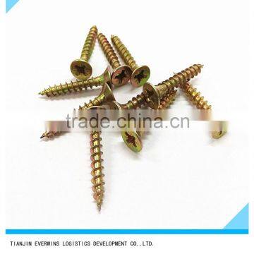 Yellow Zinc Galvanized screws Pozidriv head Fine thread Drywall screws