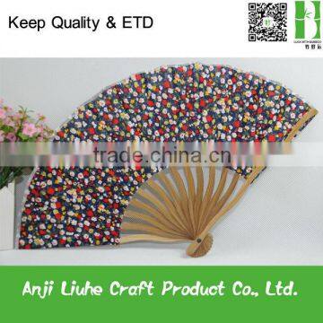 Decorative Lady Cloth Bamboo Fan With Floral