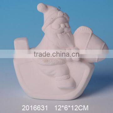 High quality DIY bisque santa,unpainted christmas ornament