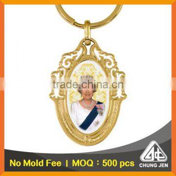 Free mould fee gold Europe british royals souvenir printed keychain souvenir