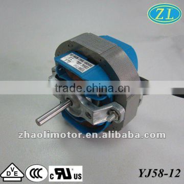 Fan motor Shaded pole motorYJ58-12:100-240VAC,50/60hz,5000-10000hours,2000-2800rpm,Insulation class A/E/B/F/H,VDE UL ROHS CE CCC