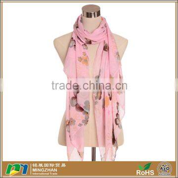 Cute floral print silk twill viscose scarf for women summer shawls and wraps