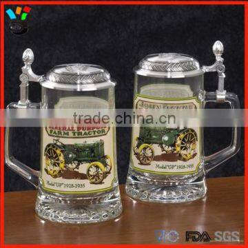 Vintage Tankard German Style Personalized Glass Beer Stein With Lid