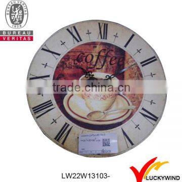 French aged colored coffee shabby n chic wooden wall clock for kitchen wall hanging