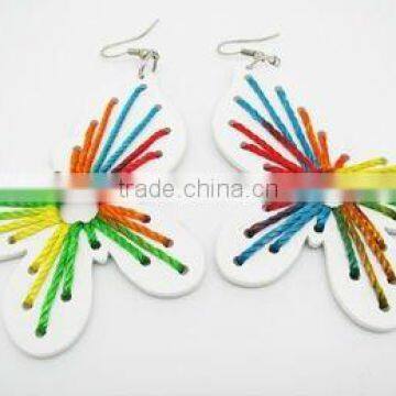 White butterfly wood earring,Fashion ladies earring,Party jewelry 2013