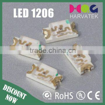 High quality 1.1T 25mA surface mount mini type 1206 red smd led