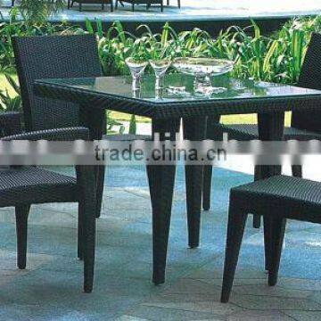 Black Flat Rattan Dining Set