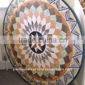 Round Marble Inlay Coffee Table