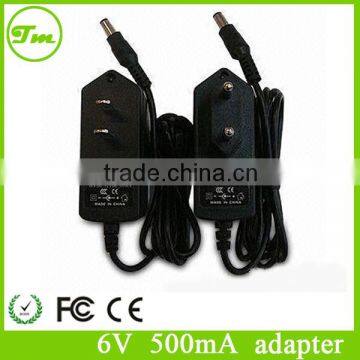 6V 500mA AC DC POWER SUPPLY MAINS ADAPTRR WITH EUROPEAN TRAVEL POWER ADAPTER