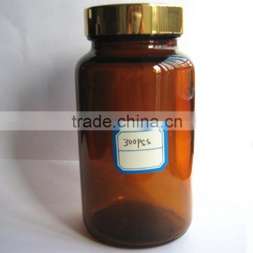 10oz Amber wide mouth glass bottle for Tablet