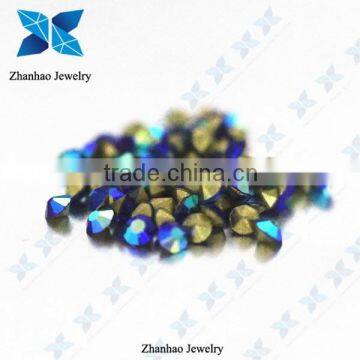 Hot Fix Sapphire AB Color Point back Glass Resin Stone