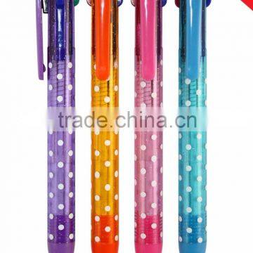 Click Dot Design Plastic Multi Color Ball Pen