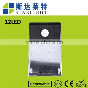 12 led triangle shell 240lm high brightness IP65 PIR sensor solar led wall light