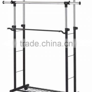 Expendable Double bars Garment Rack clothes drying rack stand
