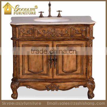 2016 America Style Antique Finish Carved Solid Wood Vanity Bathroom