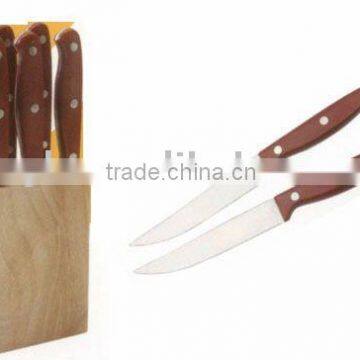 6pcs steak knife set with wooden block