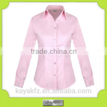 custom-made formal pink color stand collar shirts for lady