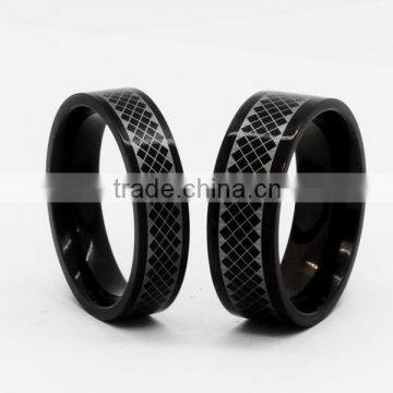 Cool Carbon Fiber Couple Wedding Rings Coffee Plated With Laser
