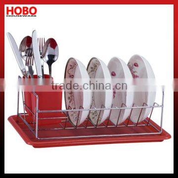 Hot Chrome Kitchen Dish Holder With Plastic Tray Dish Rack