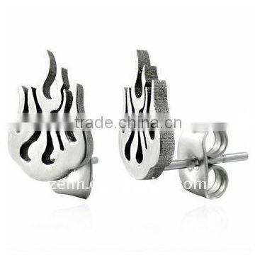 surgical stainless steel ear plug with tribal fire body jewelry piercing