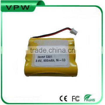 Customized NI-CD AA 3.6V 900mAh Cordless Phone battery