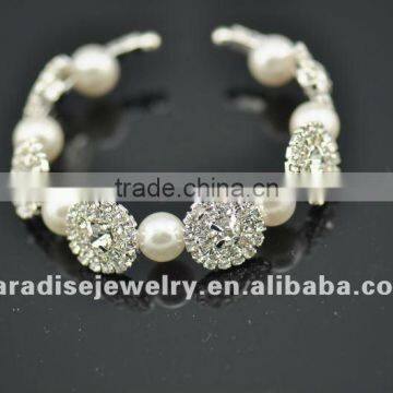 Fashion design pearl and rhinestone graduated wraparound coil beaded bracelet-BRW060422