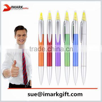 2 in 1 highlighter pen mulitfunction marker pen twist plastic ball pen