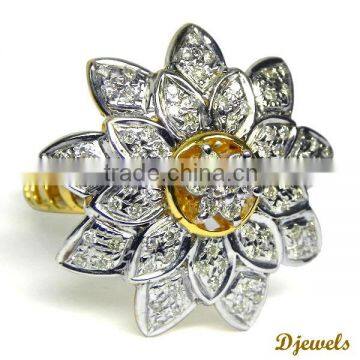 Latest Desinger Flower Ring Latest Diamond Ring 9K Gold Diamond Ring photo-2
