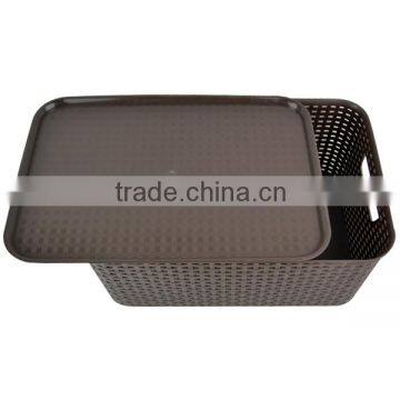 Simple Storage Box For Dirty Clothes Plastic Rattan Storage Basket With Lid photo-2