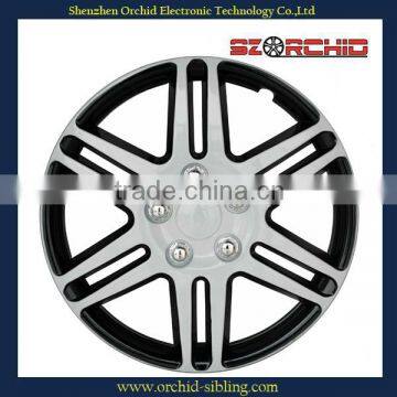 set of 4 plastic 13 inch silver and black wheel cover for bus