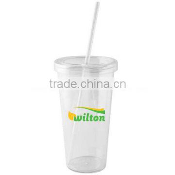 Hot Sales Plastic Double Wall Tumbler With Straw