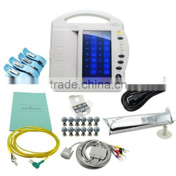 Portable 10 inch TFT LCD Touch Screen Digital Electrocardiograph 12 Channel ECG Machine