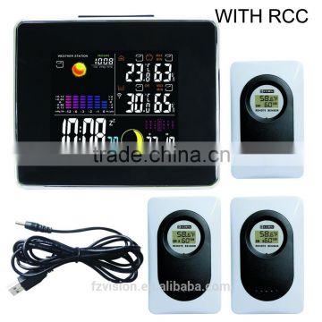 433 MHz wireless Station with radio control/ rf rcc Wireless Weather Station clock with 3 Remote Sensors for home