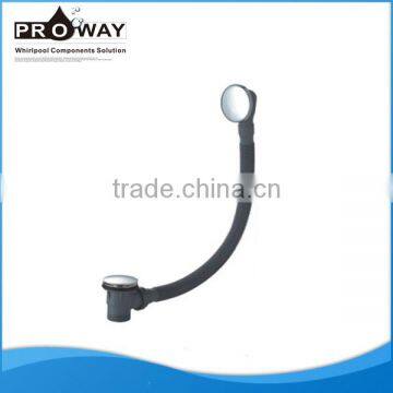 Black Chrome Brass Material With Big Plug Bathtub Waste Sewer Bathtub Push Drainer