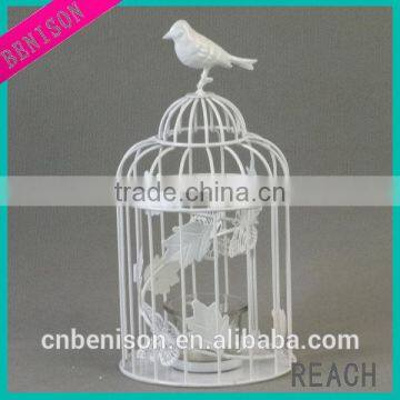 matt white high quality decorative metal birdcage candle holder