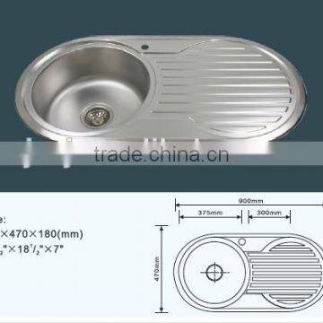 90*47CM Undermout Round Bowl Stainless Steel Kitchen Sink photo-2