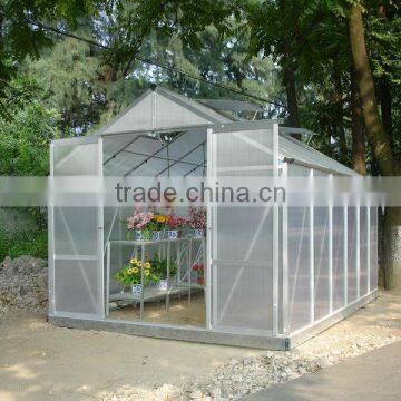 High cost performance hobby aluminium 6mm polycarbonate garden diy aluminium greenhouse HX66 series