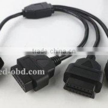 Right Angle J1962M to 3-J1962F, Splitter OBD2 Cable 1 to 3, 1ft